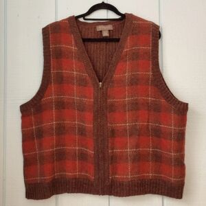 Eclectic Grampa Grandpacore Wool Sweater Vest Zipper Front Plus Size Sz. 22/24